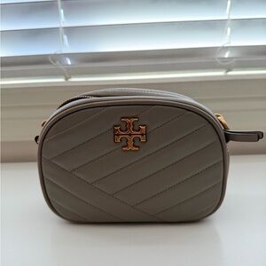 Tory Burch Taupe Quilted Crossbody Bag